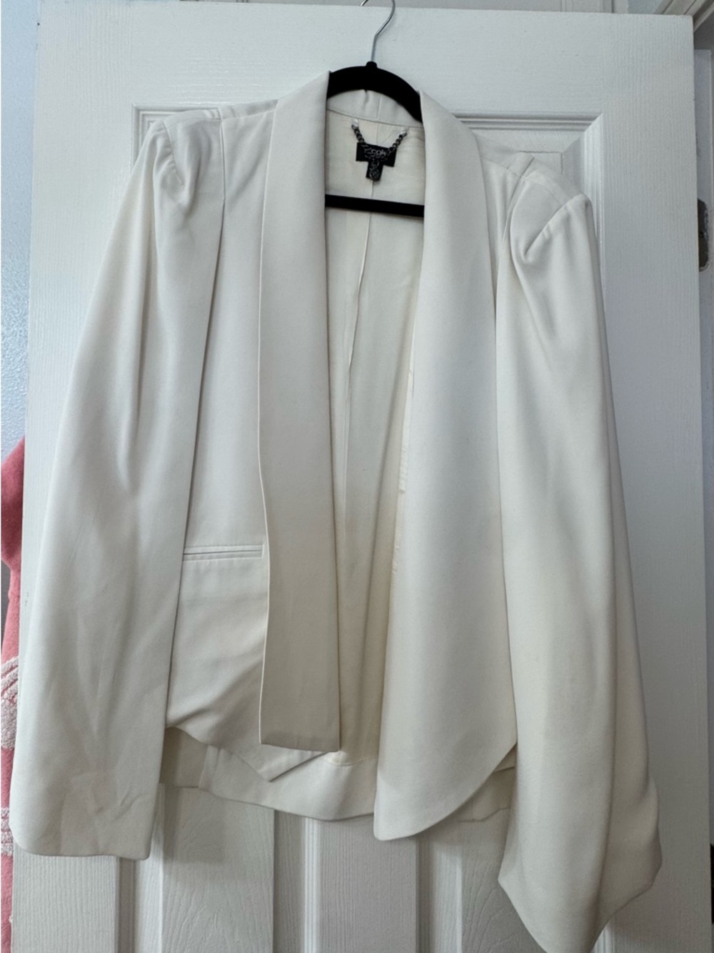 Women's Cream Open Front Draped Cape Blazer